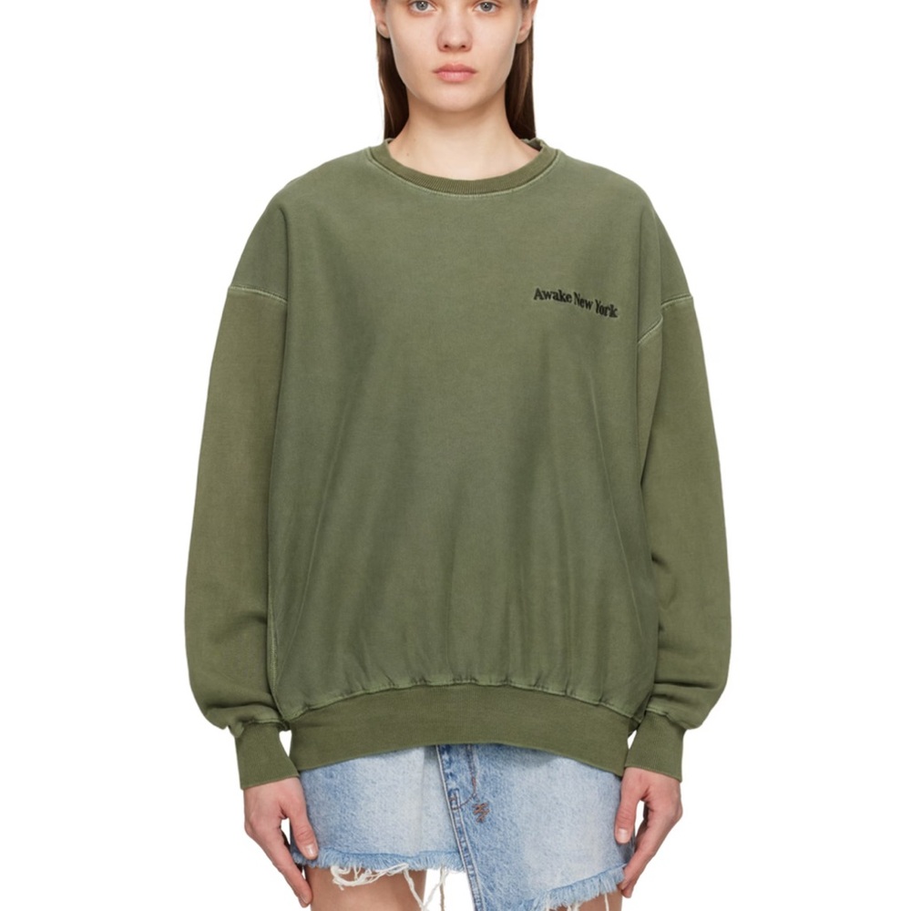 Awake NY Sweatshirt Grey Green Medium
